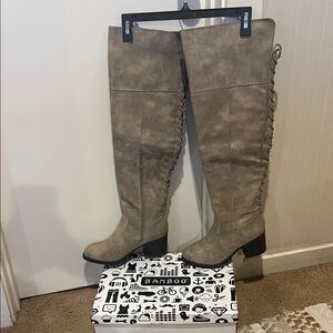 BAMBOO Women's Over the Knee Gray Boots